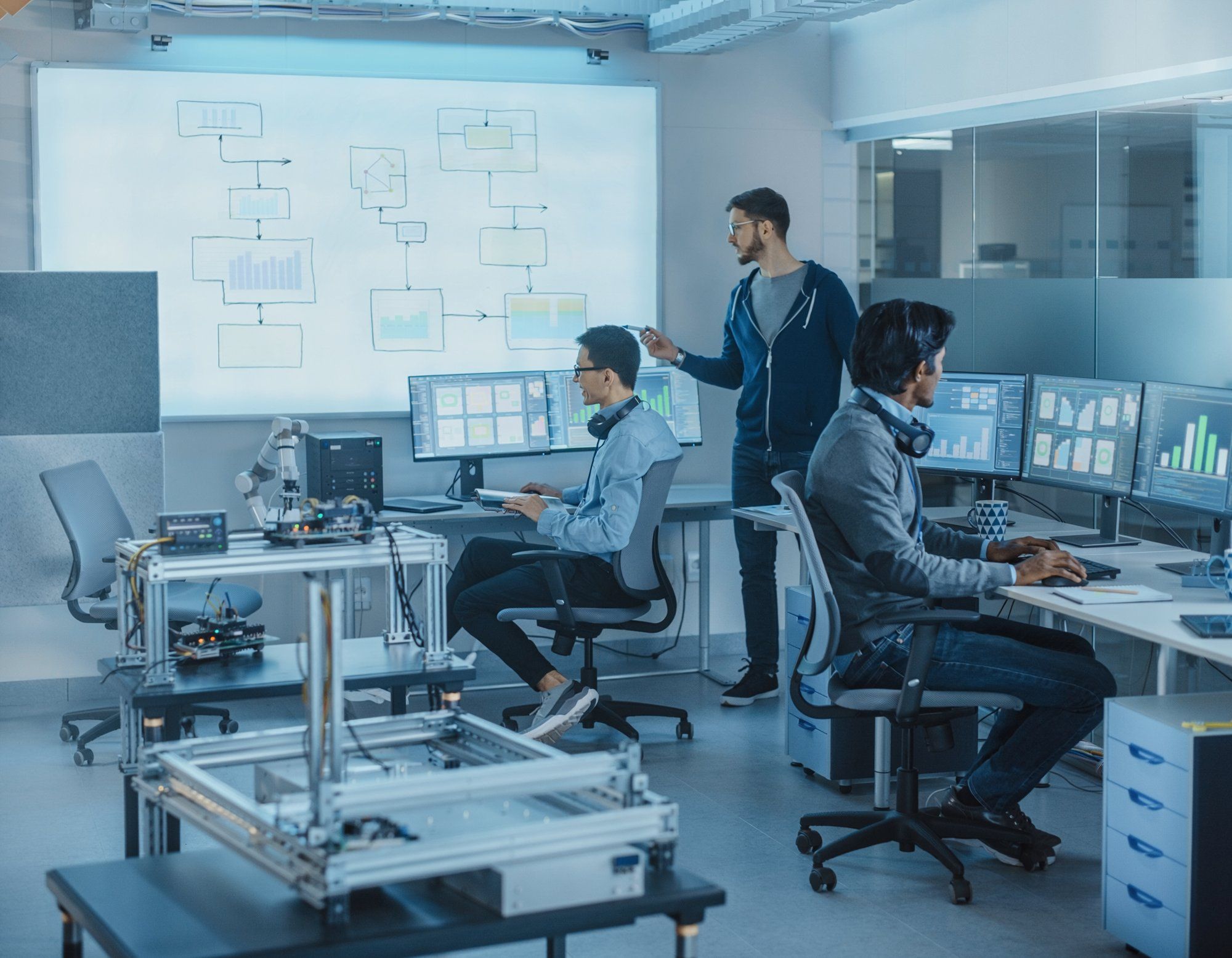 Robotics line and production analytics in a manufacturing Automation Center of Excellence